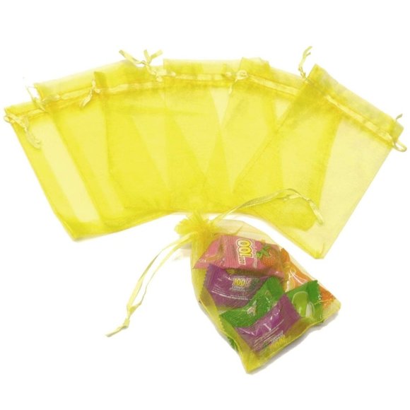 ⭐️5 for 20⭐️ 10 Yellow Drawstring Organza Bags 3" x 4" - Picture 2 of 8